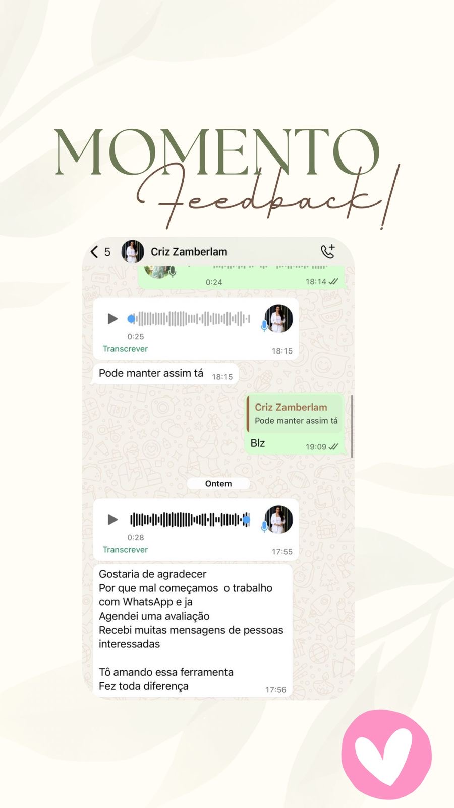 Feedback de Criz Zamberlam