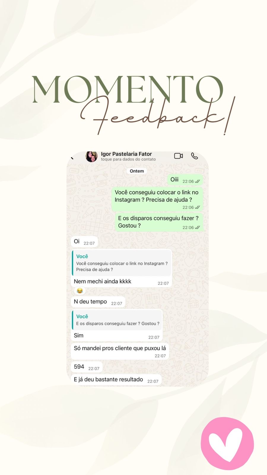 Feedback de Igor Pastelaria Fator